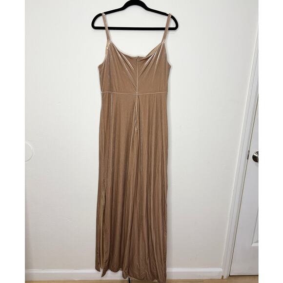 Revelry Size 18 Skye Velvet Slip Dress Champagne Maxi Formal Prom Bridesmaid - Picture 2 of 11